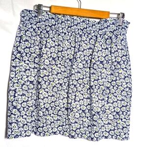 J. Crew Linen/Cotton Blend, Navy Blue Daisy Elastic Waist Midi Skirt, Sz 12‎